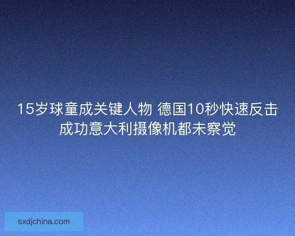 15岁球童成关键人物 德国10秒快速反击成功意大利摄像机都未察觉 15岁球童成关键人物 德国10秒快速反击成功意大利摄像机都未察觉