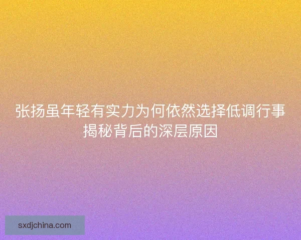 张扬虽年轻有实力为何依然选择低调行事揭秘背后的深层原因 张扬虽年轻有实力为何依然选择低调行事揭秘背后的深层原因
