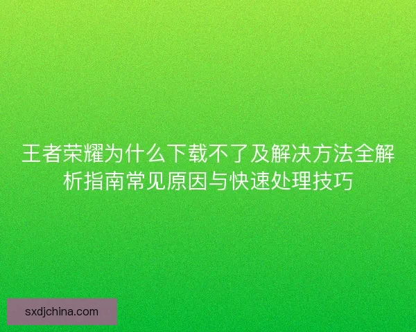 王者荣耀为什么下载不了及解决方法全解析指南常见原因与快速处理技巧 王者荣耀为什么下载不了及解决方法全解析指南常见原因与快速处理技巧