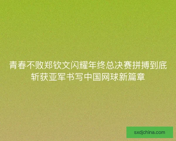 青春不败郑钦文闪耀年终总决赛拼搏到底斩获亚军书写中国网球新篇章 青春不败郑钦文闪耀年终总决赛拼搏到底斩获亚军书写中国网球新篇章